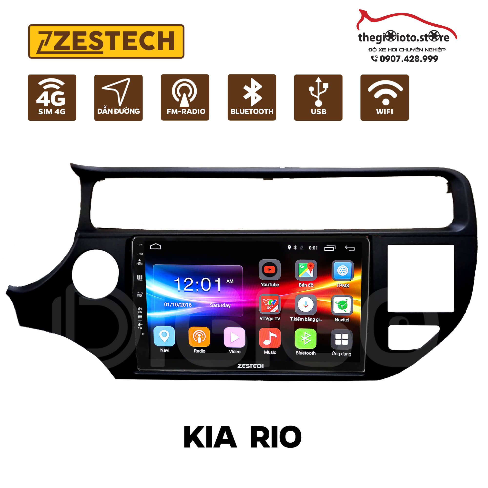 Màn hình android cho xe Kia Rio 2011 - 2015