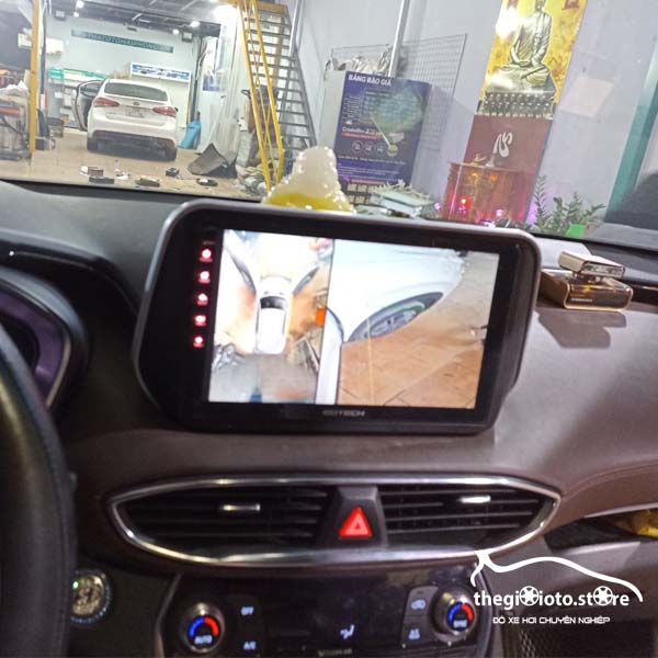 Lắp màn hình Gotech cho xe Santafe