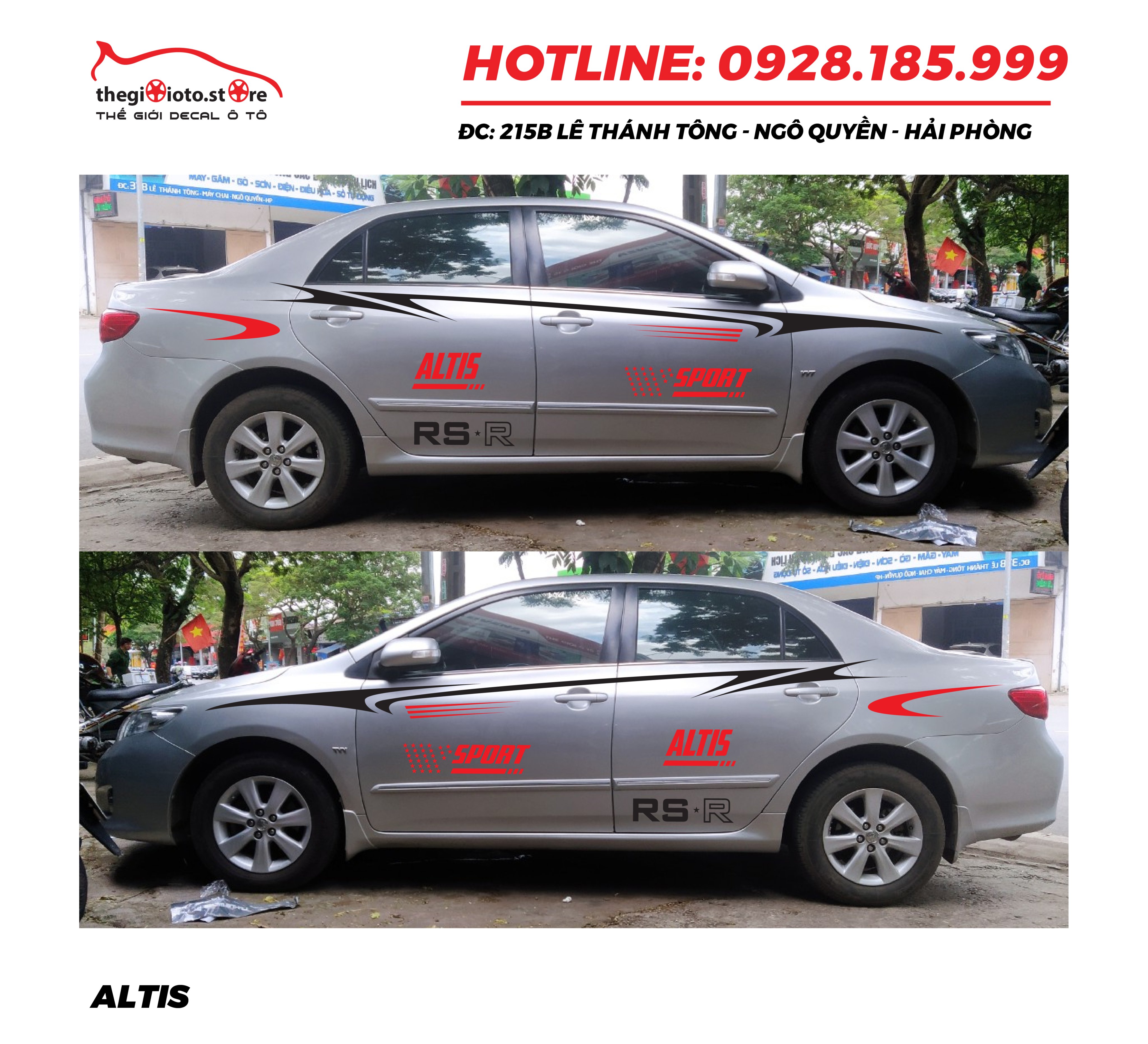 Đề can trang trí xe Toyota Altis
